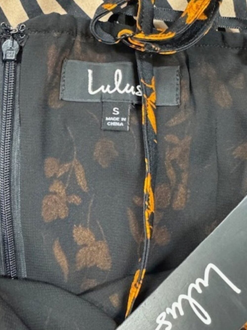 Lulus Gold Mine Black Multi Print Satin Asymmetrical Midi Dress NWT - Picture 8 of 10